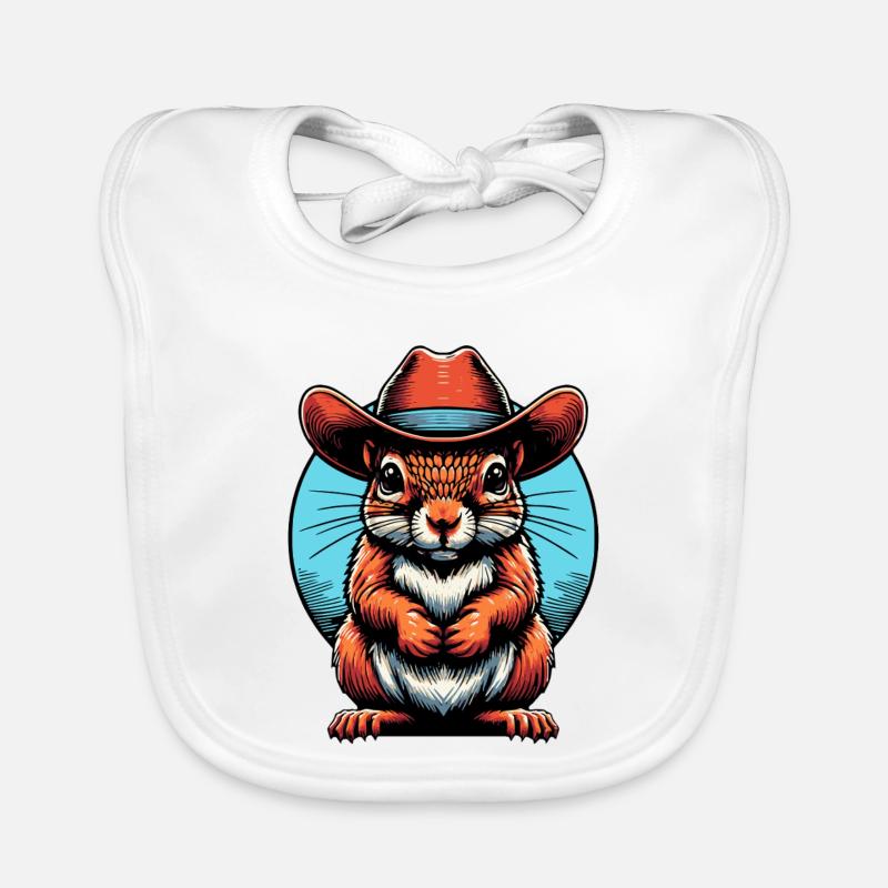 Cowboy Squirrel Graphic Organic Baby Bibs