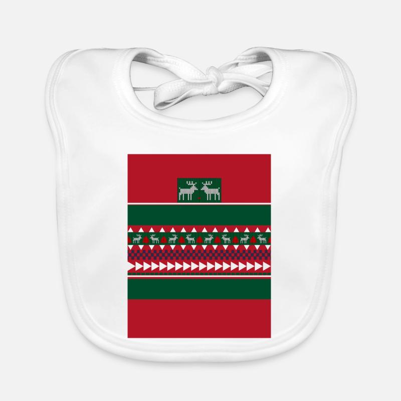 Reindeer Nordic Knit Holiday Pattern Organic Baby Bibs