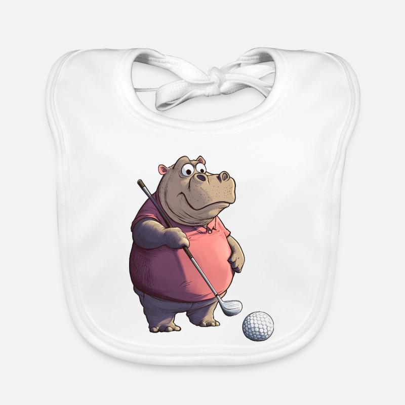 Nilpferde Golf / Golfer Nilpferd Baby Bio-Lätzchen