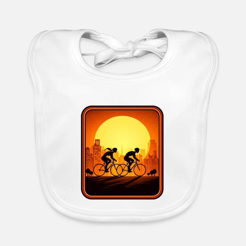 cyclists sunset Baby Bio-Lätzchen