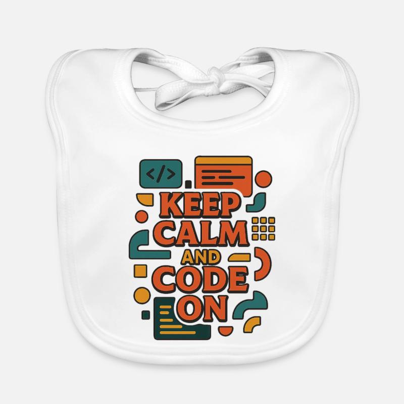 Keep Calm and Code On – Lustiges Coder Shirt Baby Bio-Lätzchen