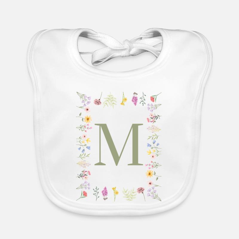 Initiale M Blumen Monogramm Baby Bio-Lätzchen