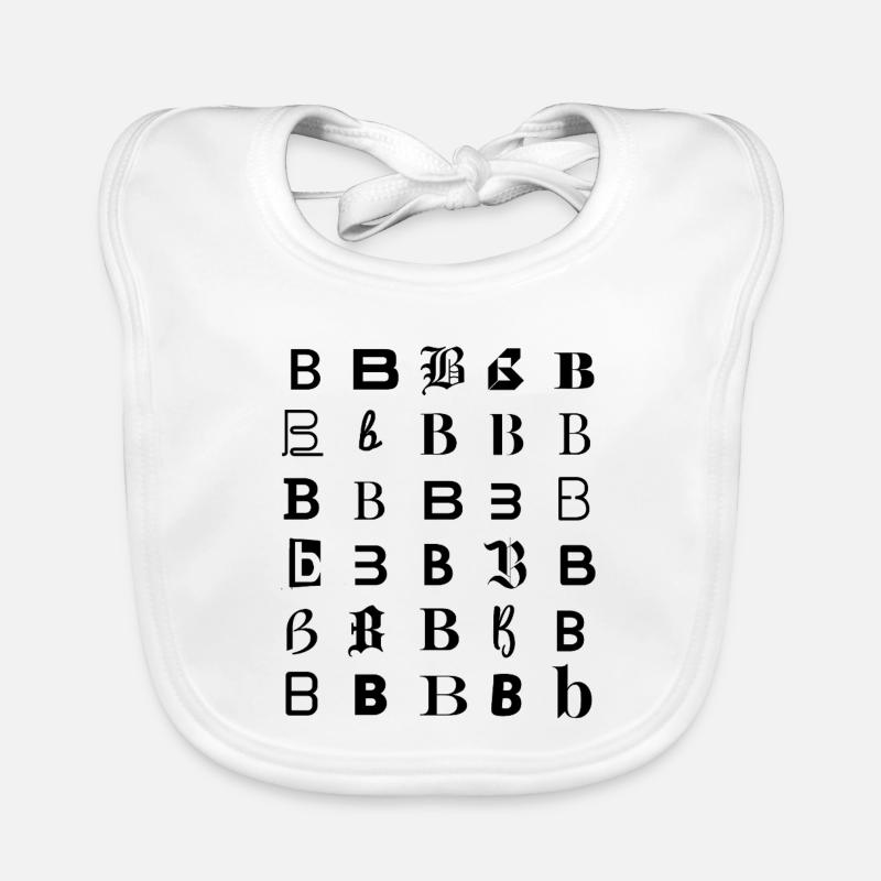 Typography Alphabet Letter B Glyph Mosaic Organic Baby Bibs