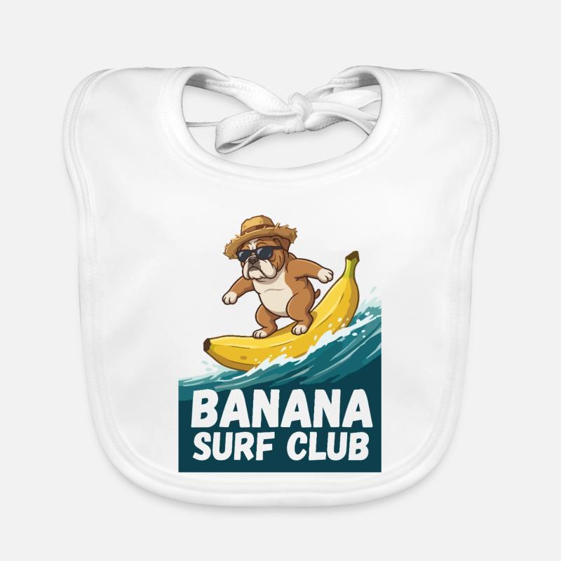 Bouledogue Surf Banane Bavoir bio Bébé