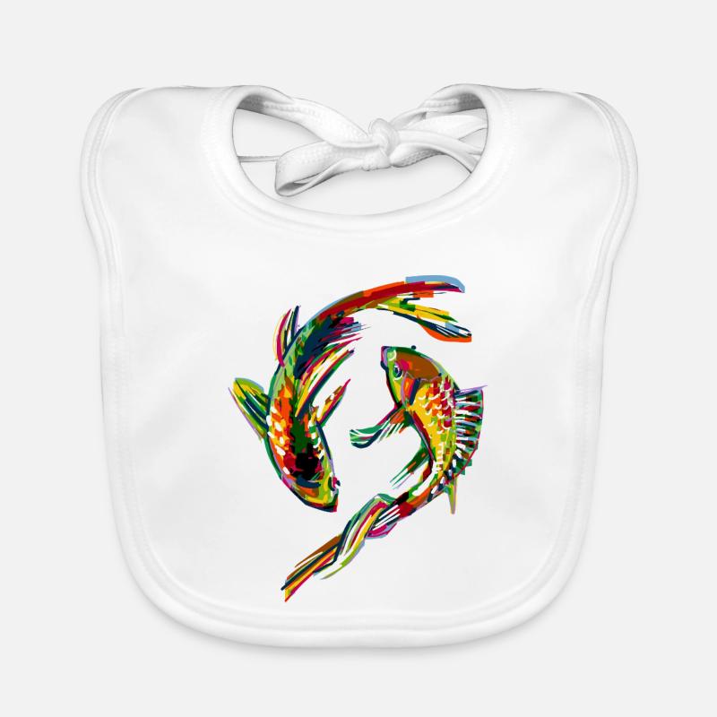 Carpe colorée - Bavoir bio Bébé - blanc