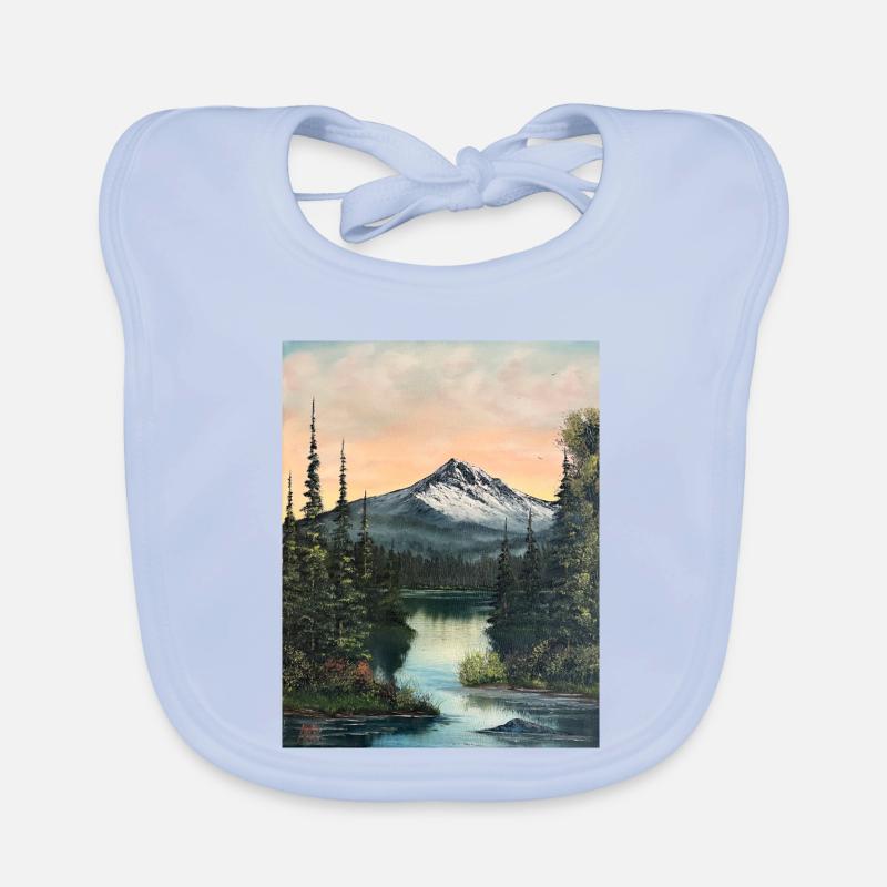Mountain lake in the evening light Organic Baby Bibs