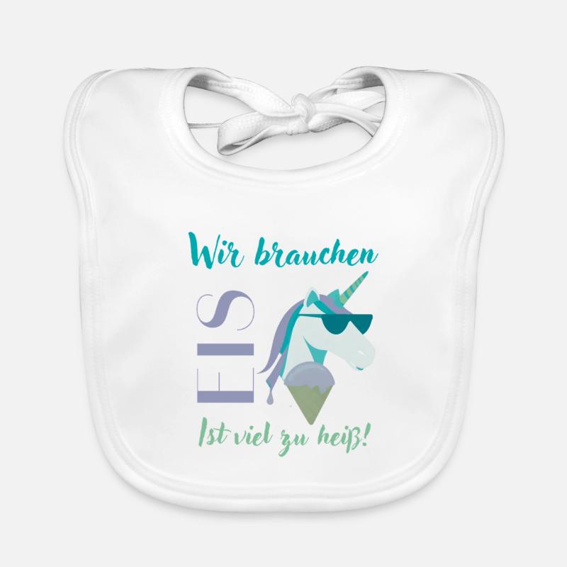 Wir brauchen Eis Einhorn Sommerdesign - Baby Bio-Lätzchen - Weiß