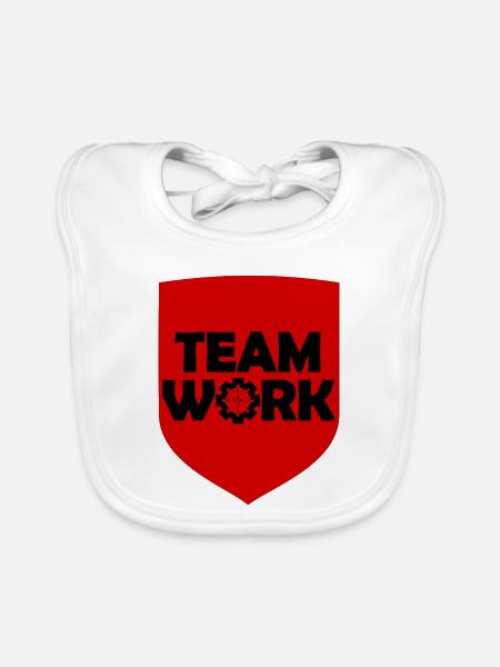 Teamarbeit - Baby Bio-Lätzchen - Weiß - Vorne
