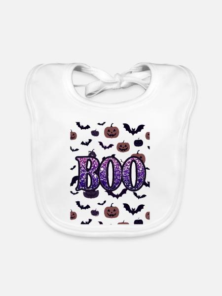 Boo Glitter Halloween-Nacht - Baby Bio-Lätzchen - Weiß - Vorne