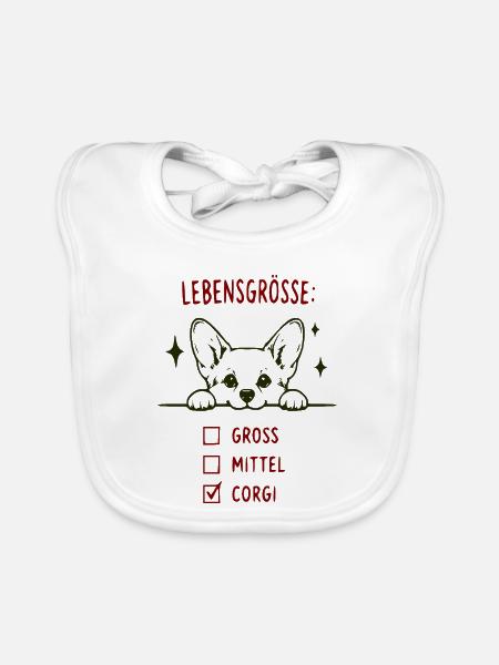 Lebensgroße Corgi Checkliste - Baby Bio-Lätzchen - Weiß - Vorne