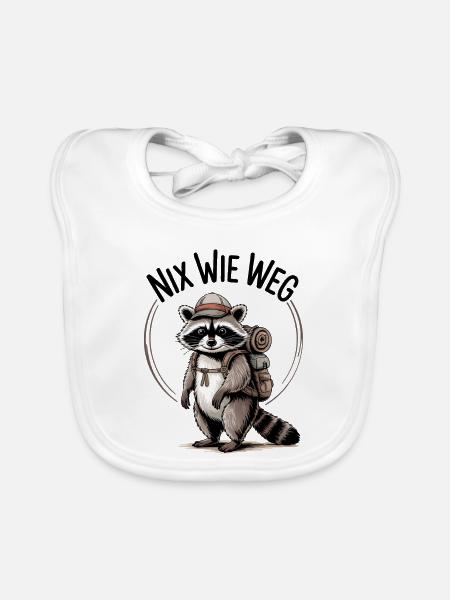 Outdoor Waschbär - Baby Bio-Lätzchen - Weiß - Vorne