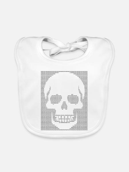 Skull ASCII-Kunstdesign - Baby Bio-Lätzchen - Weiß - Vorne