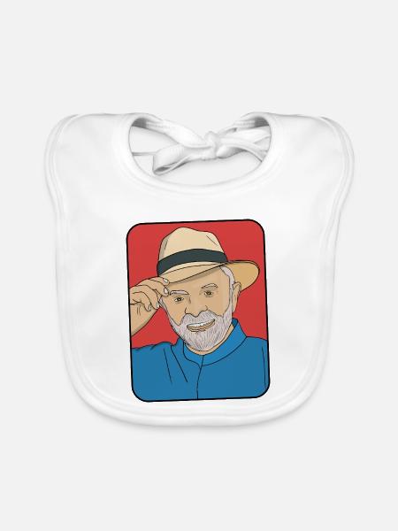 Lula da Silva Pop Art – Brasilianischer Präsident - Baby Bio-Lätzchen - Weiß - Vorne