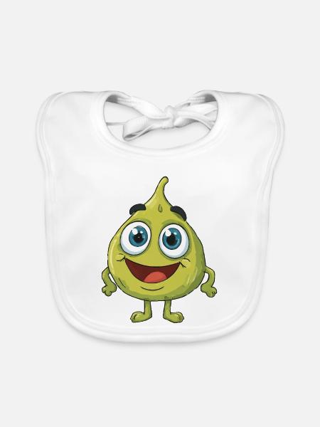 Fröhliche Birne Cartoon - Baby Bio-Lätzchen - Weiß - Vorne