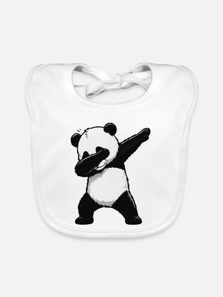 Panda Dab Pose - Baby Bio-Lätzchen - Weiß - Vorne