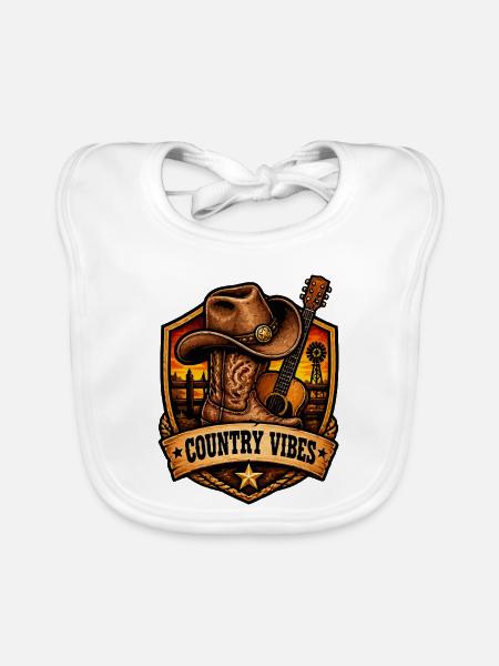 Country Vibes Western Sunset Shield - Baby Bio-Lätzchen - Weiß - Vorne