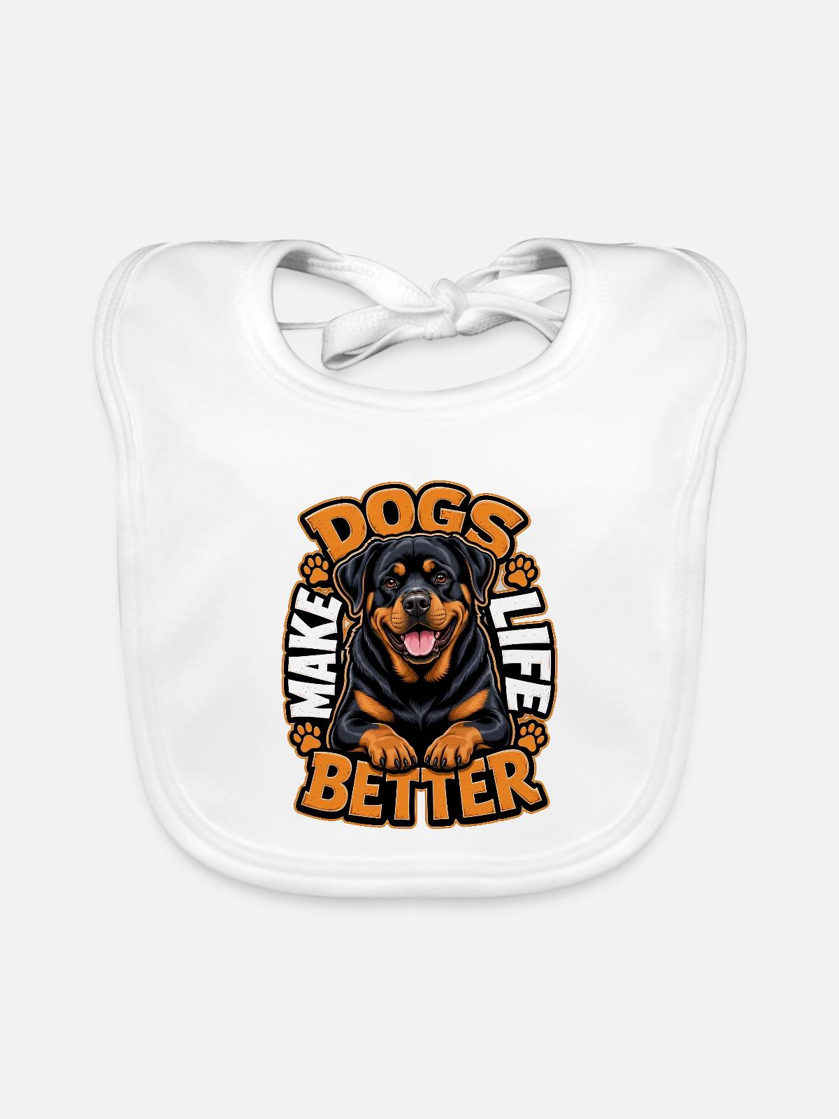 Rottweiler - Baby Bio-Lätzchen - Weiß - Vorne