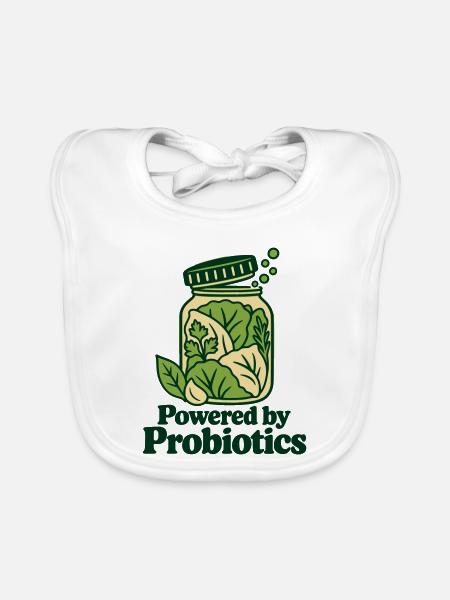 Angetrieben von Probiotika – Fermentierter Lebensmittelliebhaber - Baby Bio-Lätzchen - Weiß - Vorne