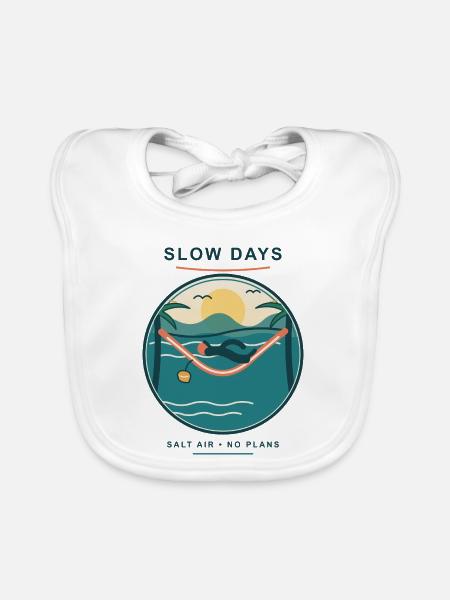Slow Days Strandhammock Signet - Baby Bio-Lätzchen - Weiß - Vorne
