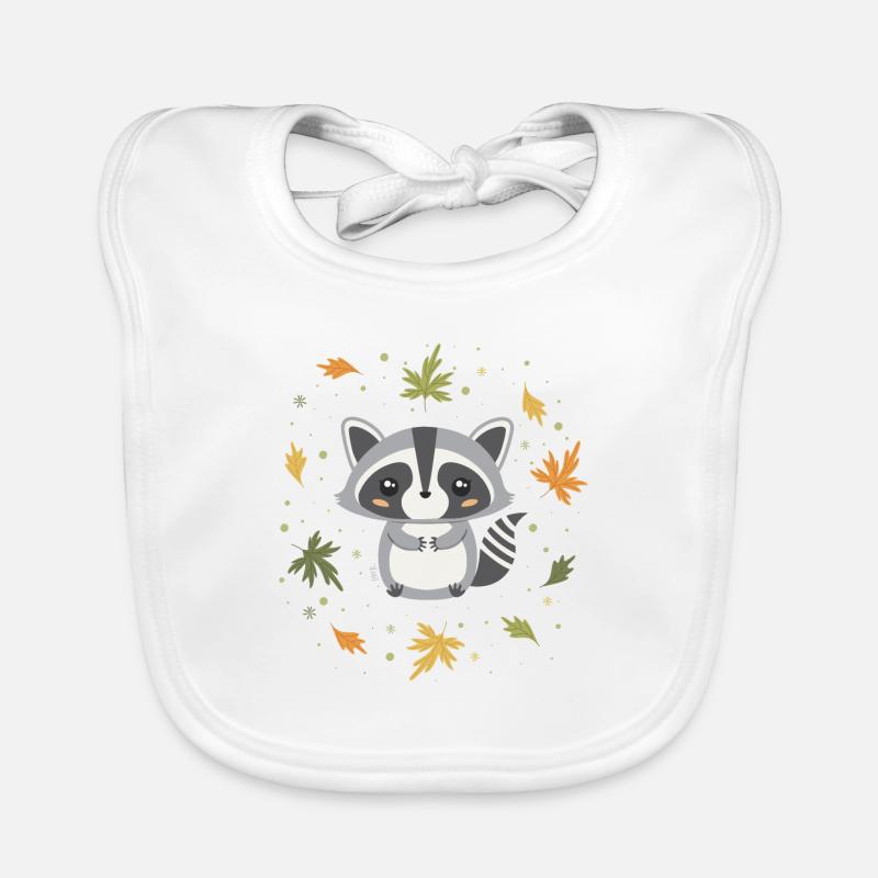 Raton laveur kawaii - Bavoir bio Bébé - blanc