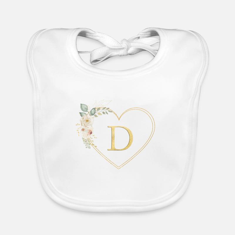 Personalisierbares Herzchen Monogramm D Baby Bio-Lätzchen
