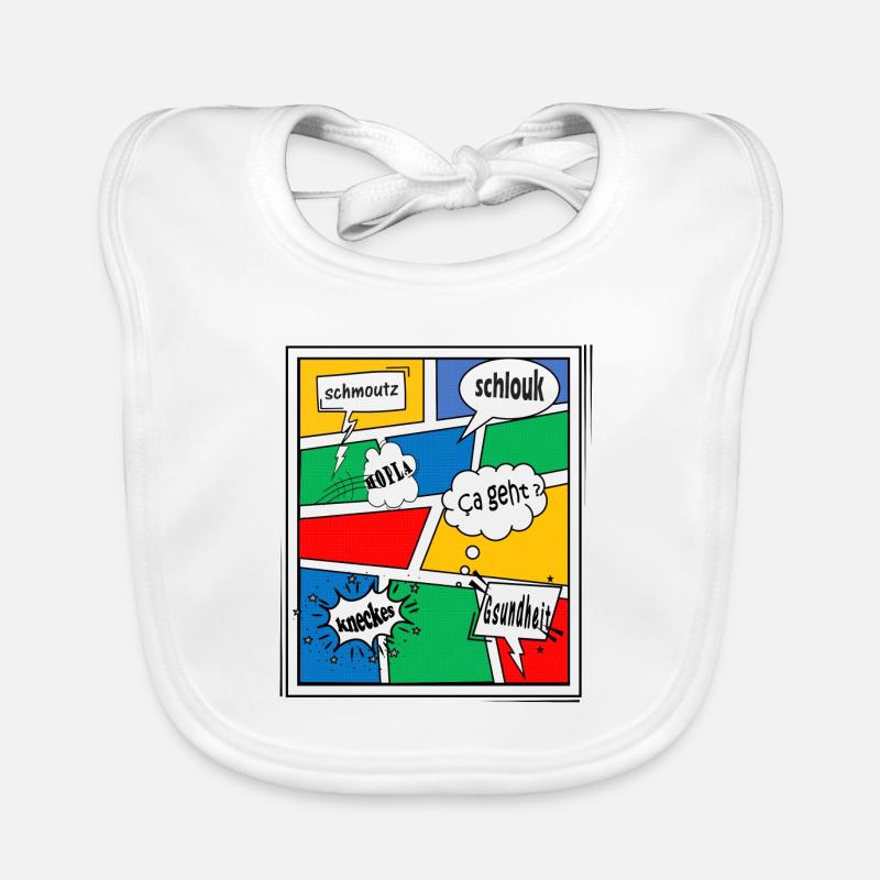 Alsace type BD - Bavoir bio Bébé - blanc