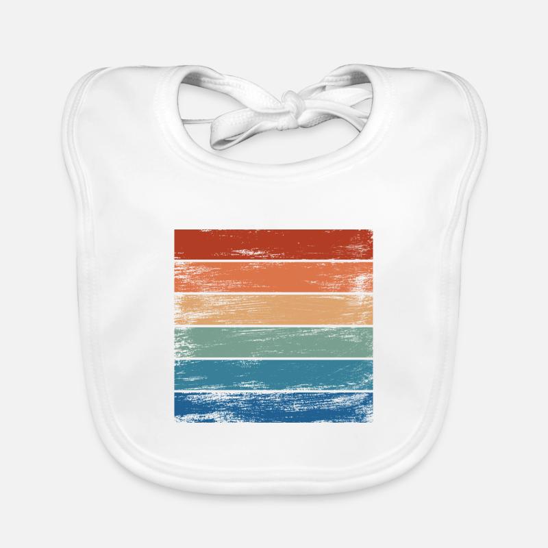 Retro Rainbow Distressed Background Motif Organic Baby Bibs