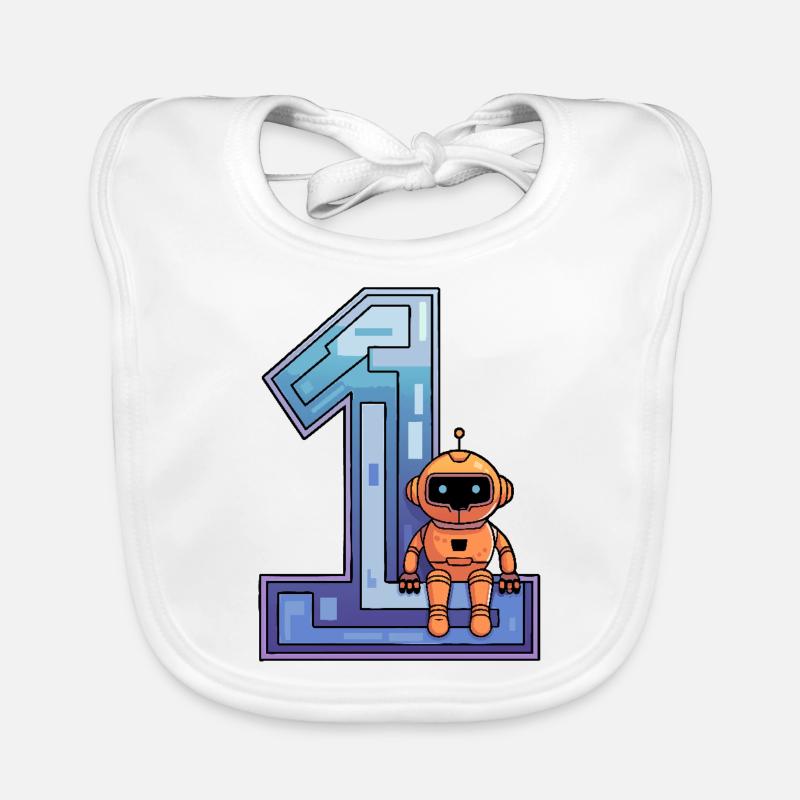 Ich bin 1 Jahr erster Geburtstag mit Roboter Baby Bio-Lätzchen
