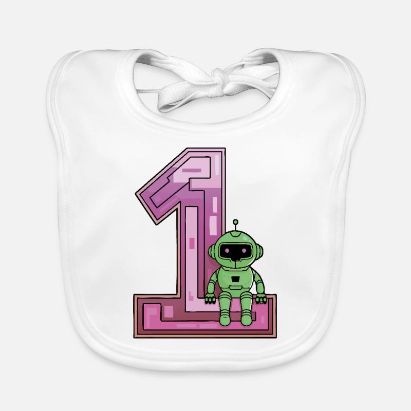 Ich bin 1 Jahr erster Geburtstag mit Roboter Baby Bio-Lätzchen