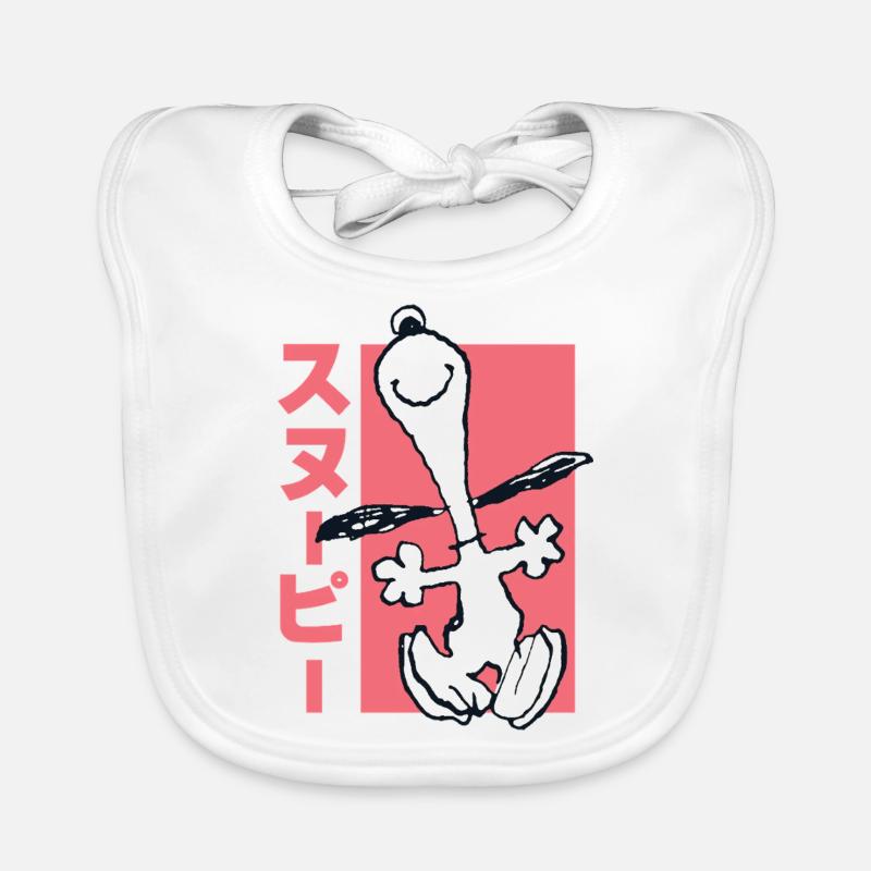 Peanuts Design With Running Snoopy Funny Organic Baby Bibs