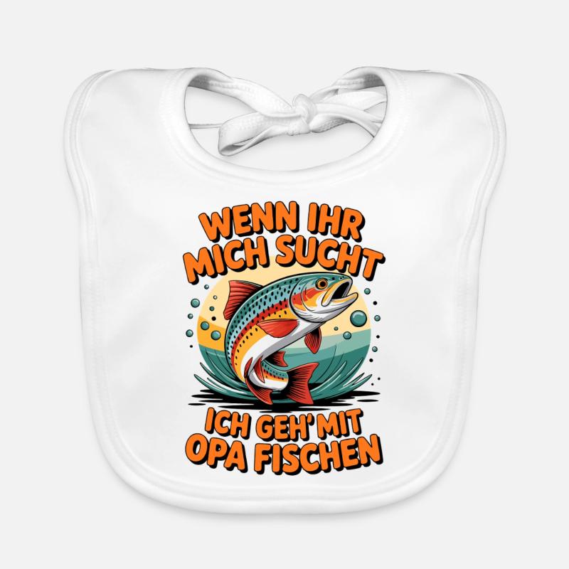 Angeln mit Opa mit springender Forelle Baby Bio-Lätzchen
