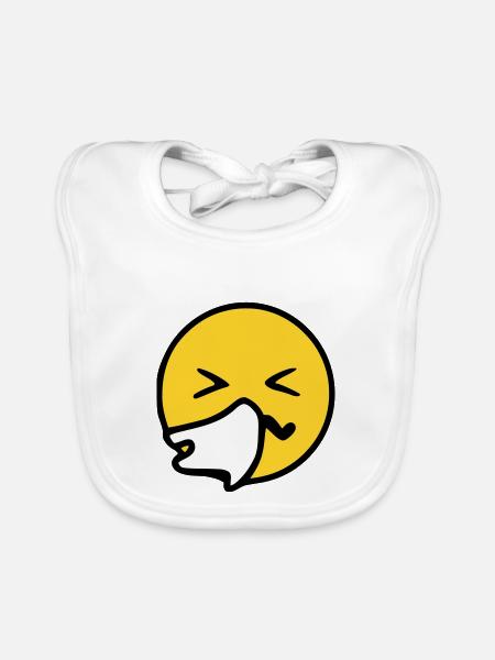 Emoji éternuement couleur de croquis - Bavoir bio Bébé - blanc - Devant