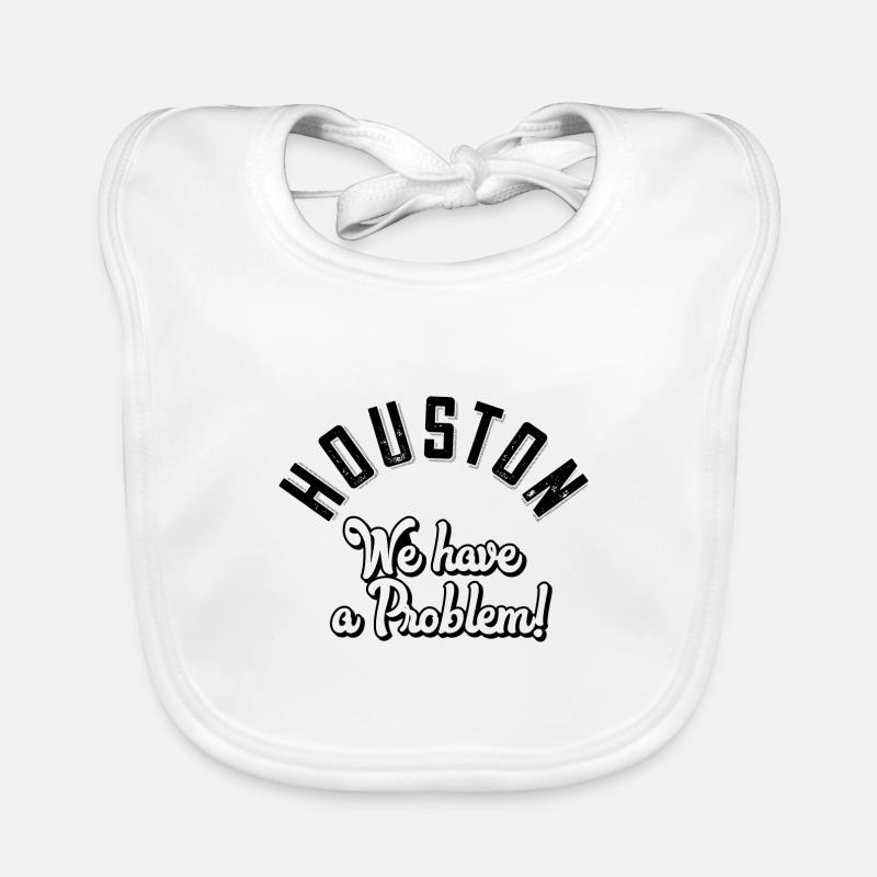 Houston we have a problem - Organic Baby Bibs - white
