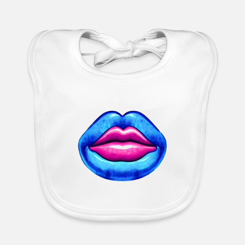 Lippen - Baby Bio-Lätzchen - Weiß