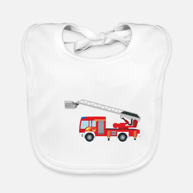 Fire Engine - Organic Baby Bibs - white