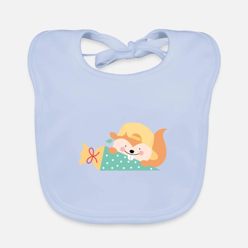 Squirrel with school cone school enrollment Organic Baby Bibs