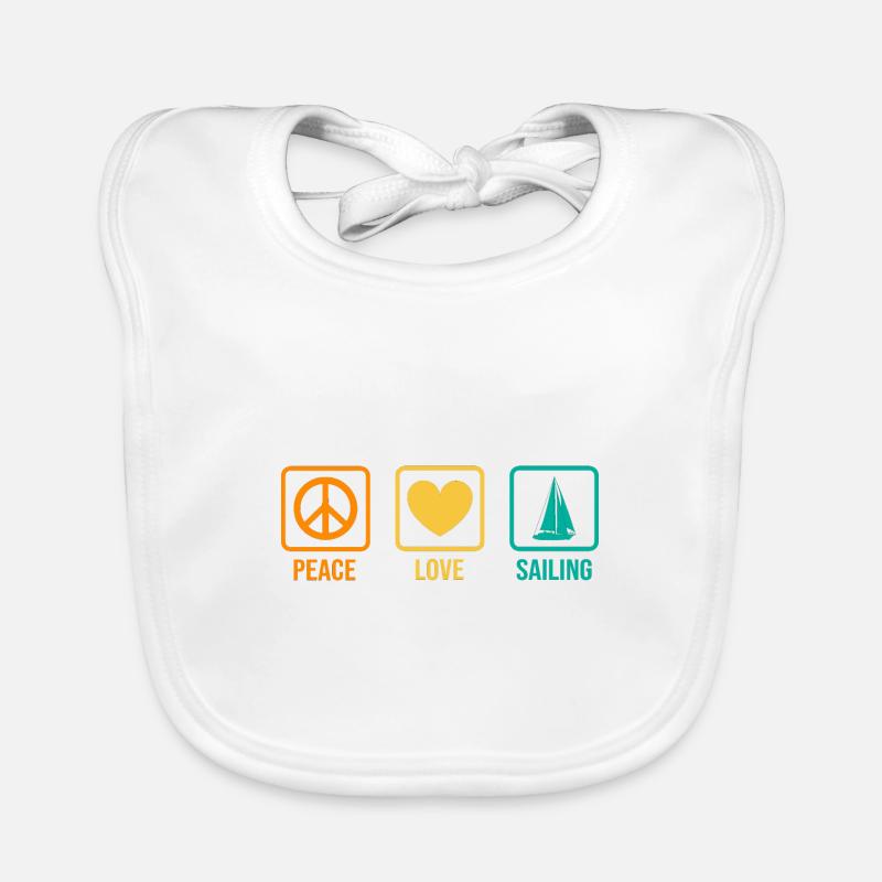 Peace Love Sailing Sailboat Sailor Captain Skipper Baby Bio-Lätzchen