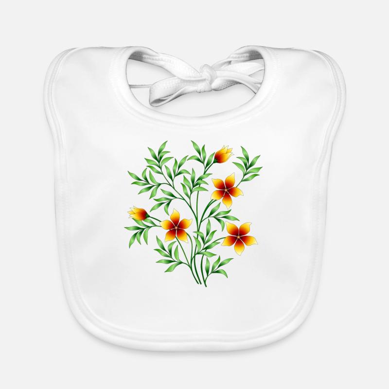 fleurs - Bavoir bio Bébé - blanc