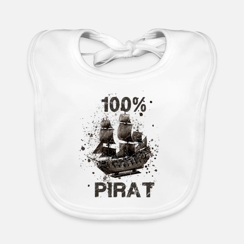 segelschiff,Schiff,Boot,Graffiti, 100% pirat - Baby Bio-Lätzchen - Weiß