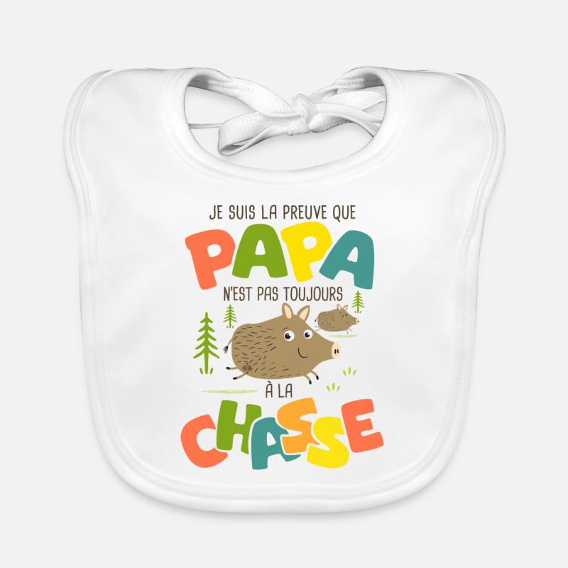 Papa chasse chasseur naissance bébé nourrisson Bavoir bio Bébé