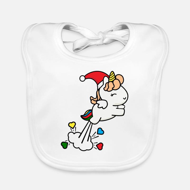 Licorne prout Noel - Bavoir bio Bébé - blanc
