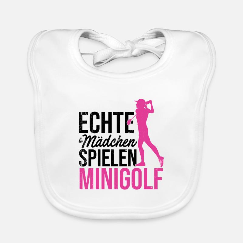 Echte Mädchen Spielen Minigolf Golfspieler Golfen Baby Bio-Lätzchen