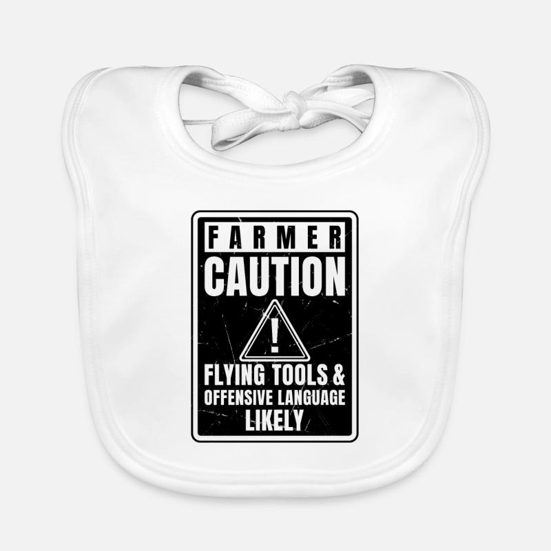 Caution Farmer Flying Tools And Offensive Language Baby Bio-Lätzchen