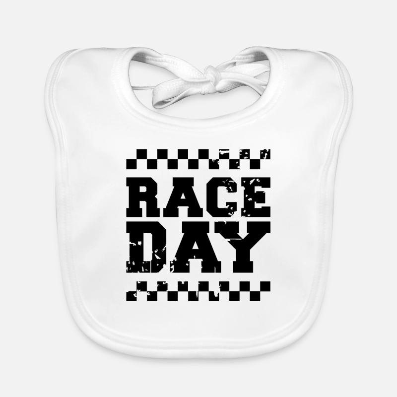 Jour de course drapeau à damier voiture de course formule icône de course Bavoir bio Bébé