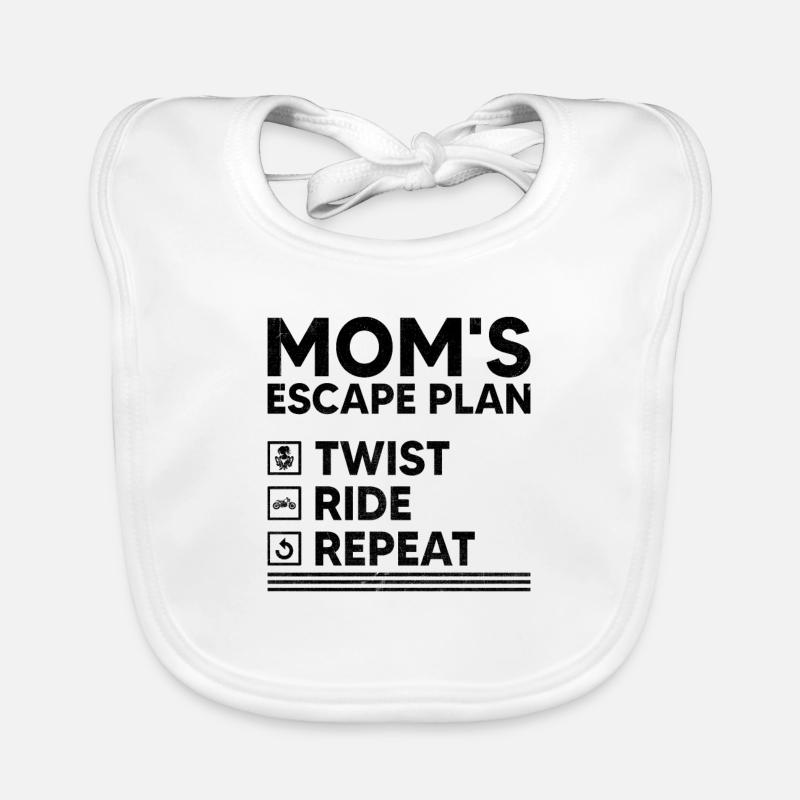 Mom's Escape Plan Twist Ride Repeat Motorcycling B Organic Baby Bibs