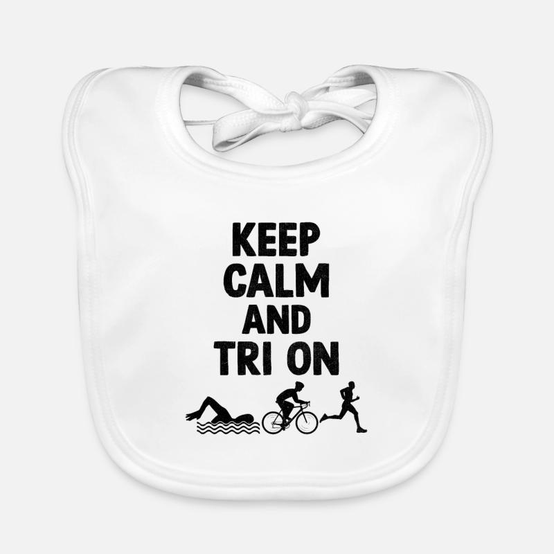 Restez calme et triathlon natation vélo course triat Bavoir bio Bébé