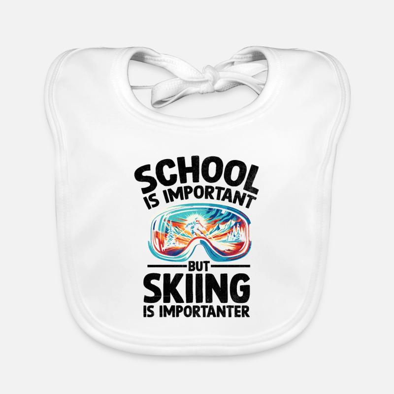 L’école est importante, mais le ski est plus important Bavoir bio Bébé