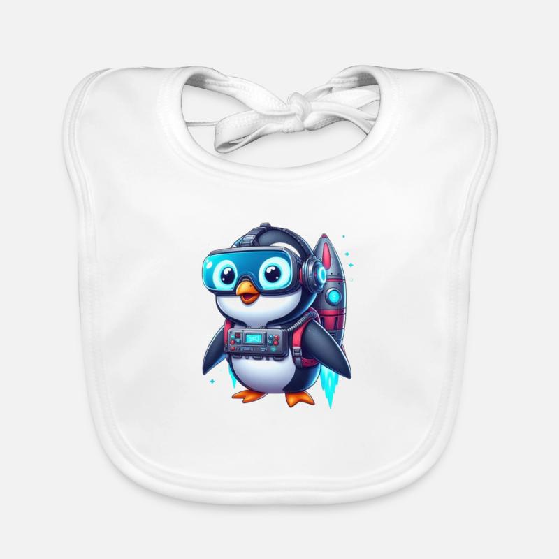 Futuristic Penguin 1 Organic Baby Bibs