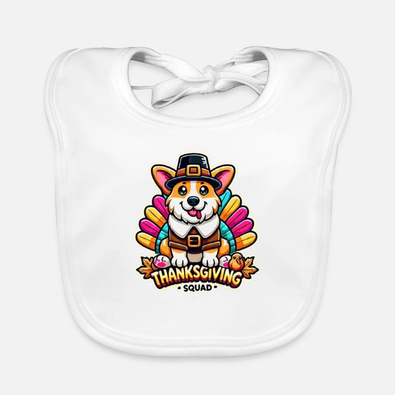 Thanksgiving Squad – Corgi im Erntedankfest Baby Bio-Lätzchen