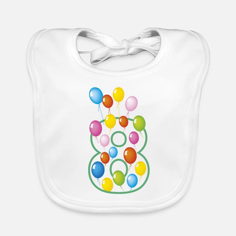 huitième anniversaire 8 ans - Bavoir bio Bébé - blanc